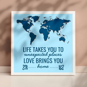 Blaue Weltkarte Motivations-Lebens-Typografie-Zita Poster