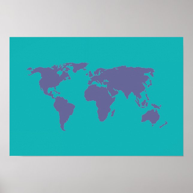 Blaue Weltkarte Poster (Vorne)