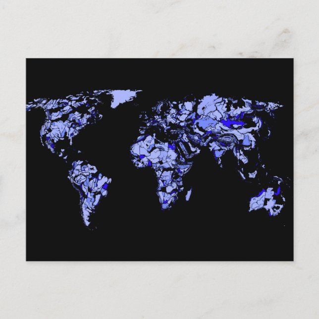 Blaue Weltkarte Postkarte (Vorderseite)