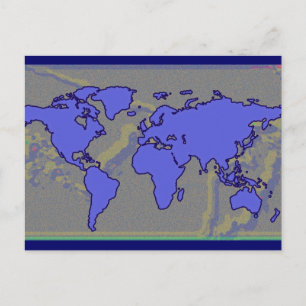 Blaue Weltkarte Postkarte