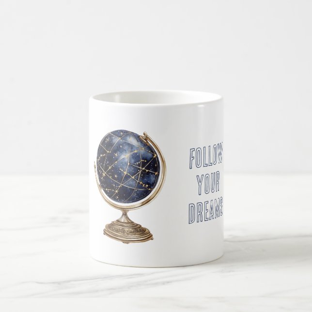Blaue Weltkugel Träume Kaffeetasse (Mittel)