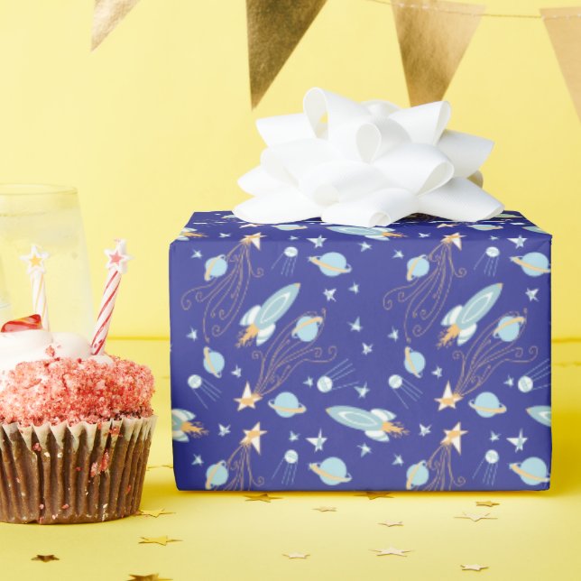 Blaue Weltraum-Träume Geschenkpapier (Geburtstagsparty)