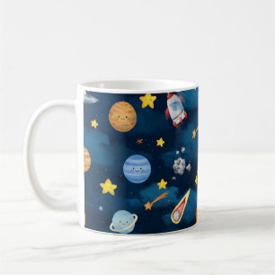 Blaue Weltraumplaneten Nahtloses Muster Kaffeetasse