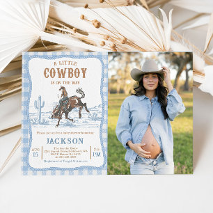 Blaue Western-Cowboy-Baby-Shower-Einladung  Einladung