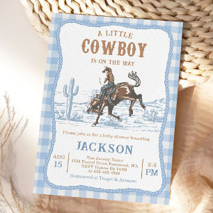 Blaue Western-Cowboy-Baby-Shower-Einladung  Einladung