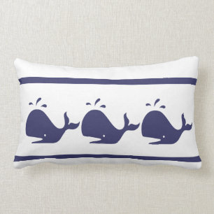 BLAUE WHALE White PILLOW Küstenleben Lendenkissen