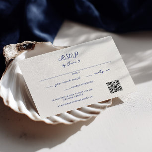 Blaue whimsical handgeschriebene Hochzeits-QR-Code RSVP Karte