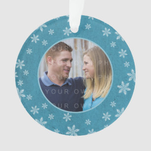 Blaue Whimsical-Schneeflocken-Feiertags-Foto-Ornam Ornament