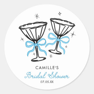 Blaue Whimsical sprudelnde Brautparty Runder Aufkleber