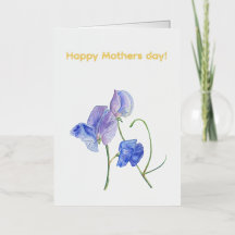 blaue Wicke Blumen Aquarell Frohen Muttertag