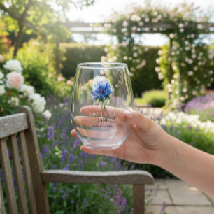 Blaue Wiese Magie: Aquarellblume Kunst Weinglas Ohne Stiel