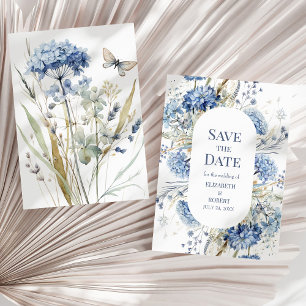 Blaue Wiesenblumen Save-the-Date Einladung