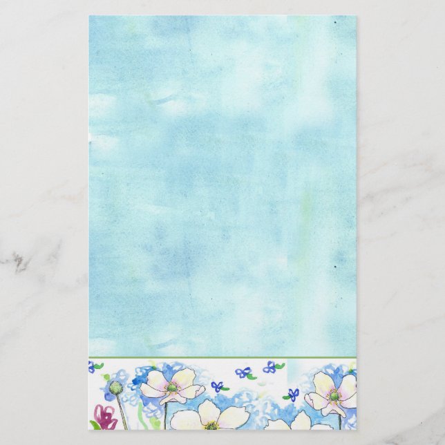 Blaue Wildblume Briefpapier (Vorderseite)