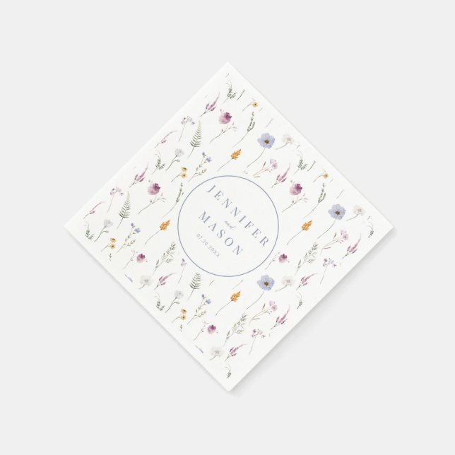 Blaue Wildblume Hochzeitspapierservietten Serviette (Ecke)