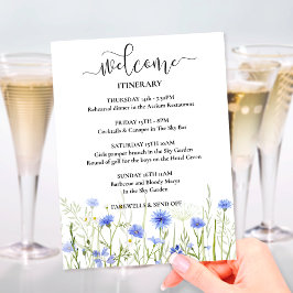 Blaue Wildblume Hochzeitsreise Wochenende Willkomm Begleitkarte