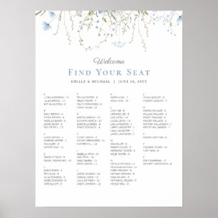 Blaue Wildblume Periwinkle Hochzeitstabelle Poster