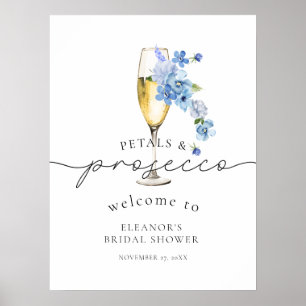 Blaue Wildblume Petals & Prosecco Brautparty Poster
