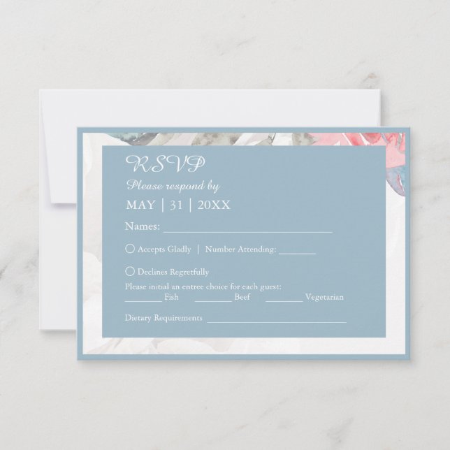 Blaue Wildblume RSVP Karte (Vorderseite)