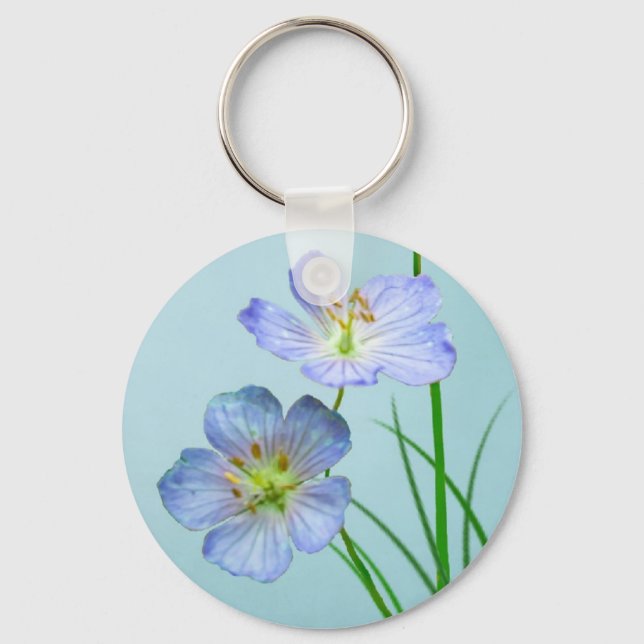 Blaue Wildblume Schlüsselanhänger (Vorderseite)