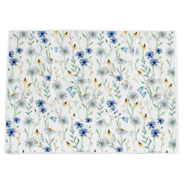 Blaue Wildblume Wasserfarbe Große Geschenktüte