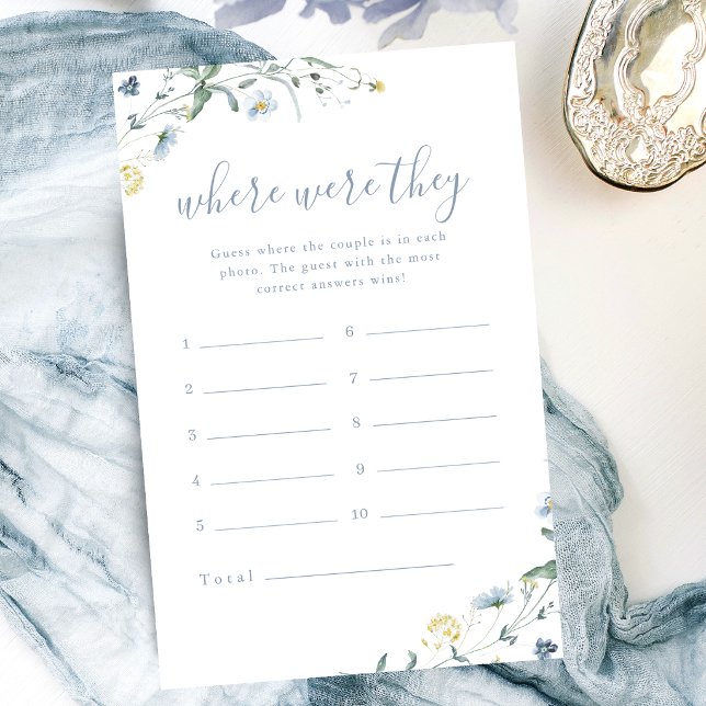 Blaue Wildblume, wo waren sie Brautparty (Blue Wildflower where were they bridal shower game)