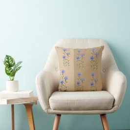 Blaue Wildblumen Aquarell-Kunst Kissen