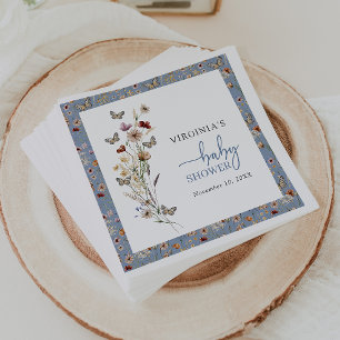 Blaue Wildblumen-Baby-Party Serviette