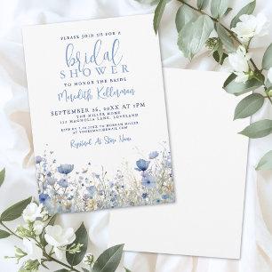 Blaue Wildblumen-Blumen-Brautparty Einladung