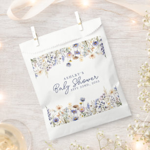 Blaue Wildblumen Boho Aquarell-Babyparty Geschenktütchen