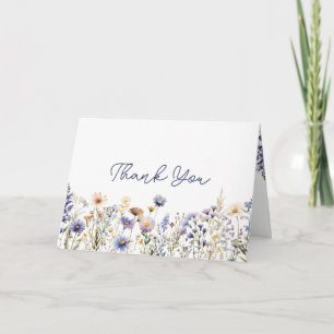 Blaue Wildblumen Boho Baby Shower Dankeschön Karte