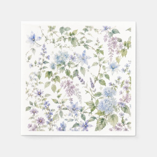 Blaue Wildblumen-Cocktailserviette Serviette (Vorderseite)