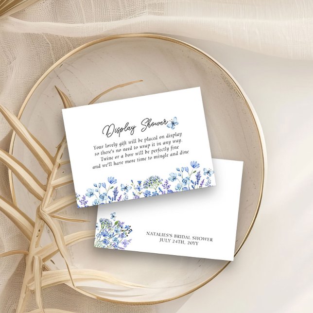 Blaue Wildblumen Feine Blütendusche Begleitkarte (Display Shower enclosure cards requsting no gift wrap - Blue Wildflower Bridal Shower Collection
)