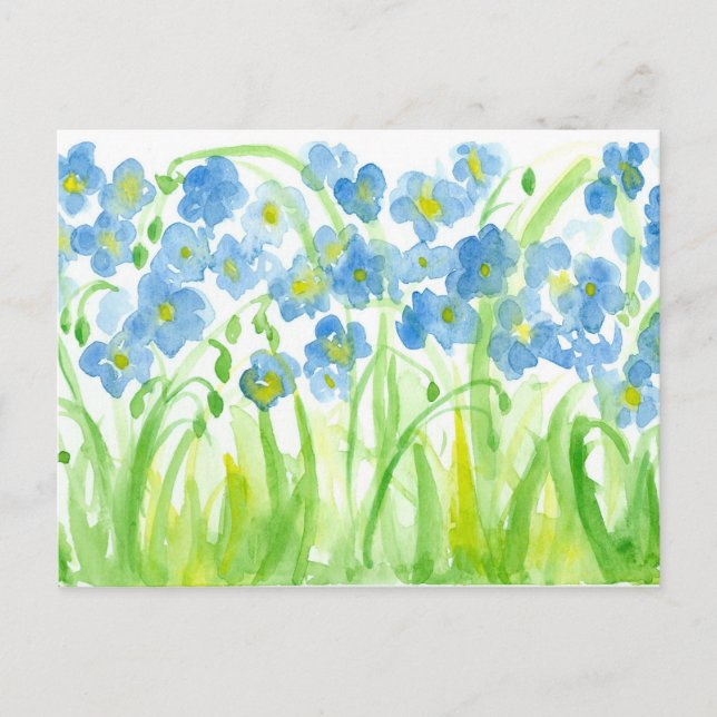 Blaue Wildblumen Flachs Botanische Farbe Postkarte (Vorderseite)