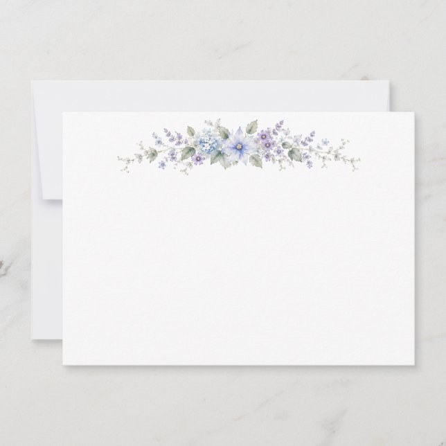 Blaue Wildblumen-Flat-Notizkarten Mitteilungskarte (Vorderseite)