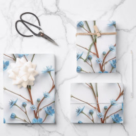 Blaue Wildblumen Geschenkpapier Set