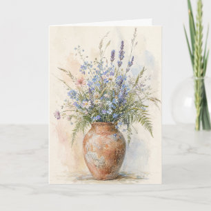 Blaue Wildblumen-Grußkarte Lavendel Botanische Blu Karte