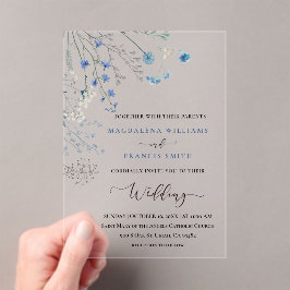 blaue Wildblumen Hochzeit Acryleinladungen