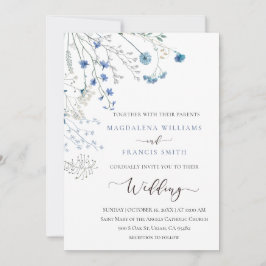 blaue Wildblumen Hochzeitseinladung Einladung