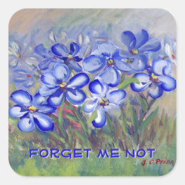 Blaue Wildblumen in einem Kunsthandwerk Quadratischer Aufkleber