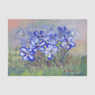 Blaue Wildblumen in einer Feld-feine Kunst-Malerei Seidenpapier