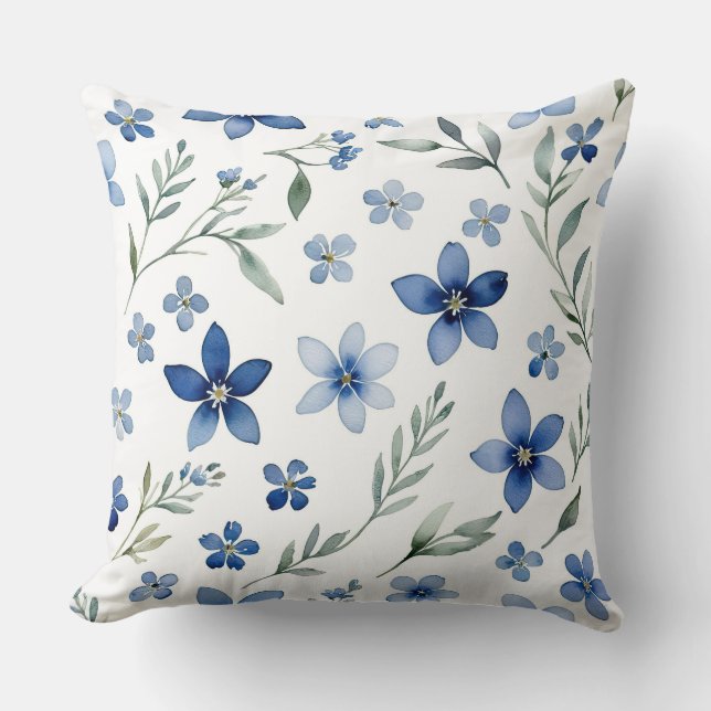 Blaue Wildblumen Kissen (Vorderseite)