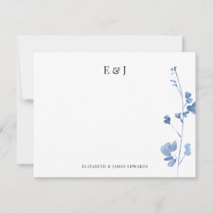 Blaue Wildblumen Klassische Elegante Anfangsbuchst Mitteilungskarte