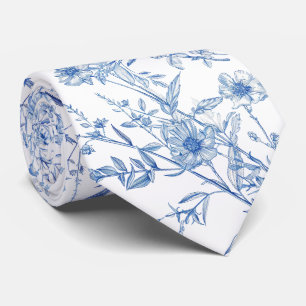blaue Wildblumen Krawatte
