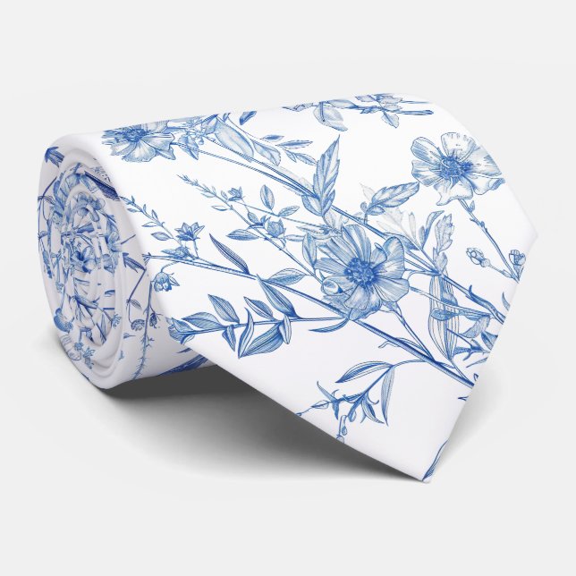 blaue Wildblumen Krawatte (Gerollt)