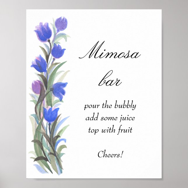 Blaue Wildblumen Mimosa Bar Poster (Vorne)