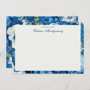 Blaue Wildblumen Ölmalerei Personalisiert Mitteilungskarte
