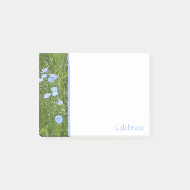 Blaue Wildblumen-Post-It-Notizen Post-it Klebezettel (Vorderseite)