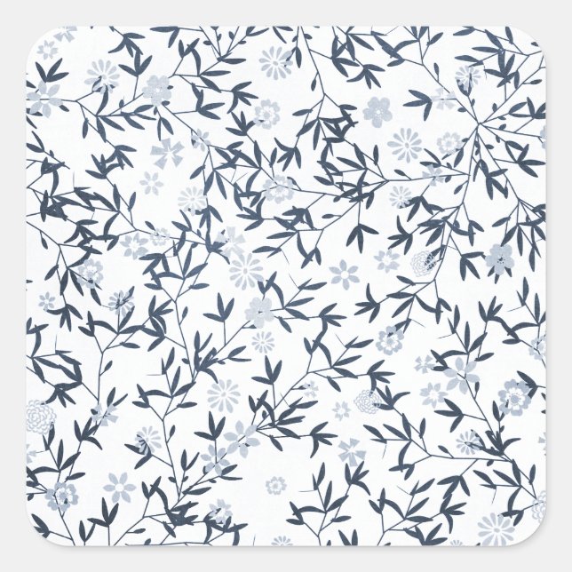 blaue Wildblumen Quadratischer Aufkleber (Vorderseite)