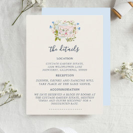 Blaue Wildblumen Romantische Gartenhochzeit Begleitkarte