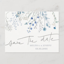 blaue Wildblumen | SAVE THE DATE Ankündigungspostkarte
